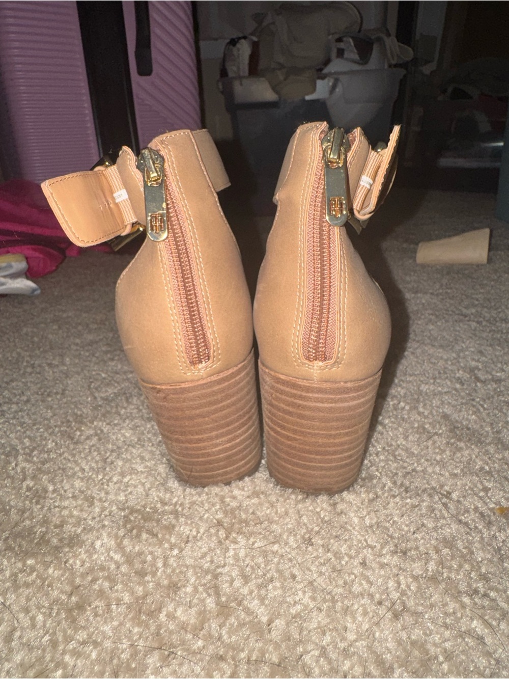 Tommy Hilfiger Nude Tan Block Heel Sandal - Picture 3 of 5
